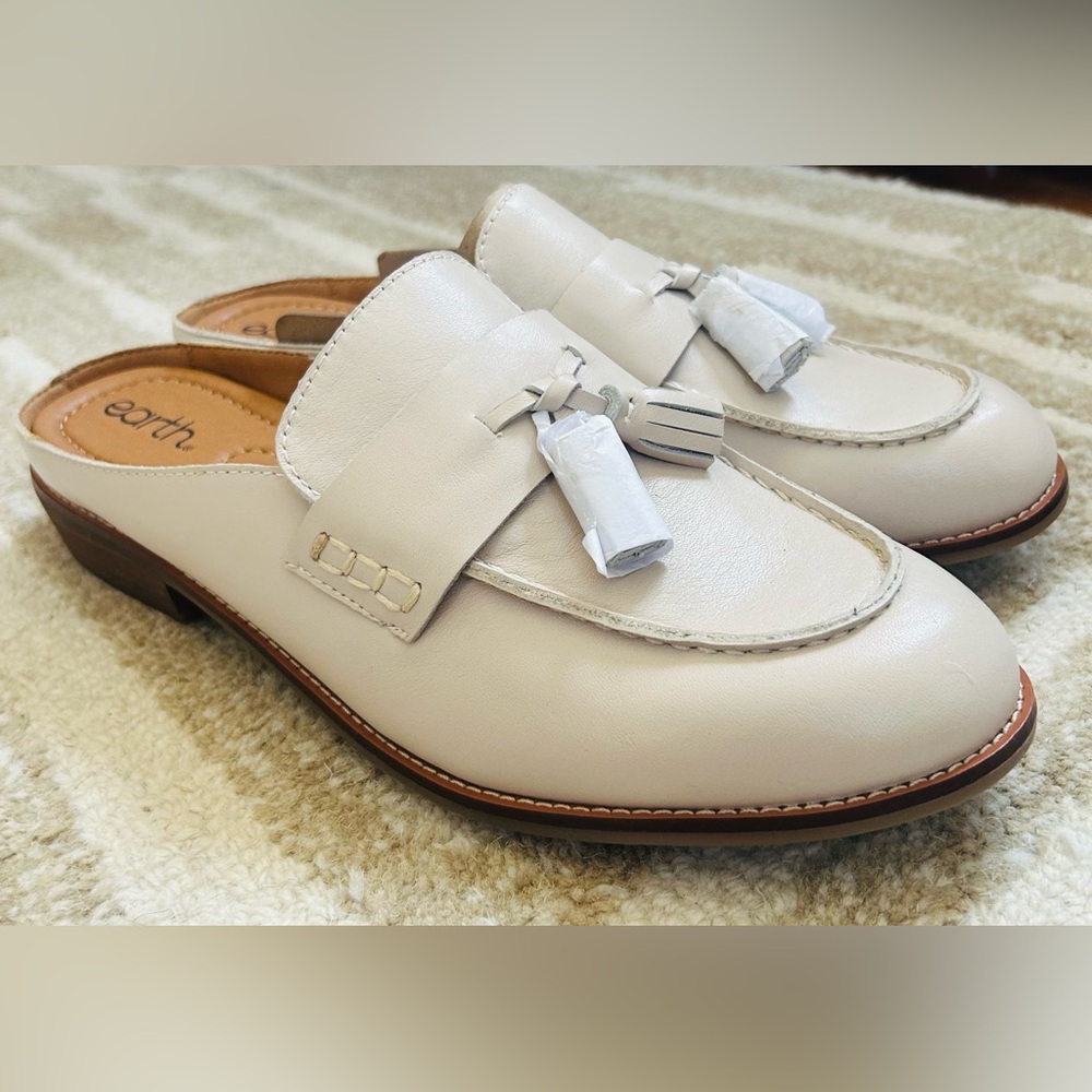 Earth Women's Everett Tassels Slip on Mule Loafers Size 11 Off White Minimalist - Picture 4 of 8